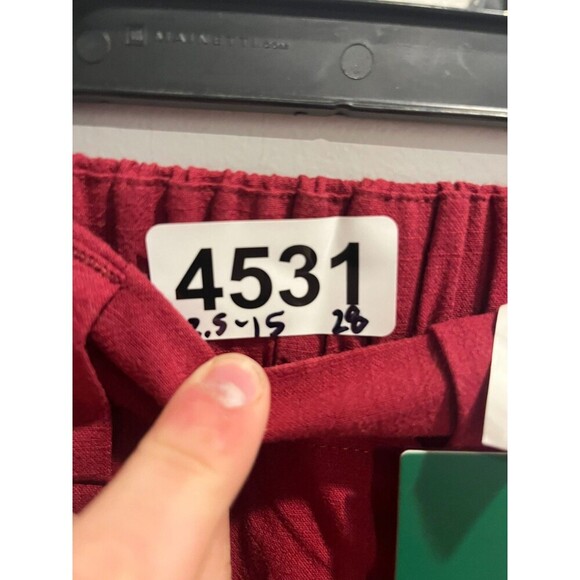 Halara Womens Red Poplin Square Pants XS Wide Leg Cotton Hi Rise Pleated Zip NWT - Picture 5 of 8